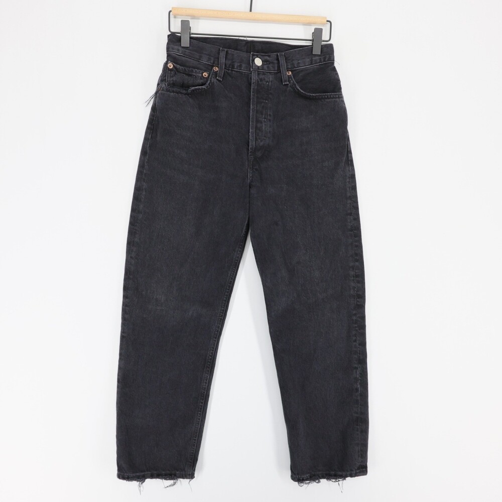 Agolde 90s Crop Jeans Womens Estimated 27 Black Straight Leg Button Fly Mid
